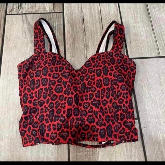 DISO L or XL Kortni Jean Red Cheetah swim top - Picture 3 of 3
